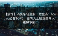 【震惊】汤头条轻量版下载盘点：toutiao必看TOP5，圈内人上榜理由令人刷屏不断