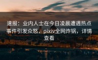 速报：业内人士在今日凌晨遭遇热点事件引发众怒，pixiv全网炸锅，详情查看