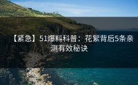 【紧急】51爆料科普：花絮背后5条亲测有效秘诀