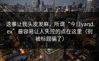 这事让我头皮发麻，所谓“今日yandex”最容易让人失控的点在这里（别被标题骗了）