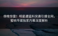 傍晚惊雷！明星遭猛料突袭引爆全网，蜜桃传媒独家内幕深度解析