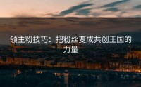 领主粉技巧：把粉丝变成共创王国的力量
