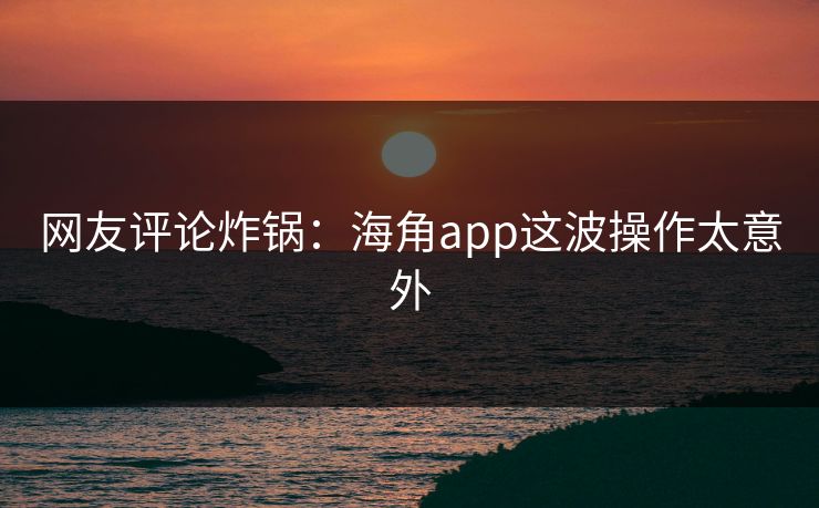 网友评论炸锅：海角app这波操作太意外