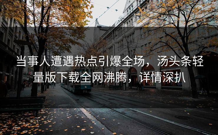 当事人遭遇热点引爆全场，汤头条轻量版下载全网沸腾，详情深扒