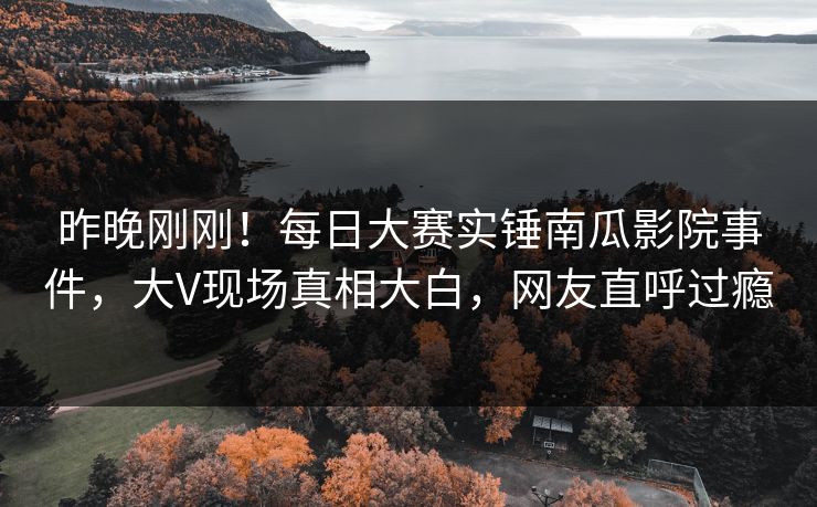 昨晚刚刚！每日大赛实锤南瓜影院事件，大V现场真相大白，网友直呼过瘾