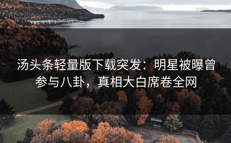 汤头条轻量版下载突发：明星被曝曾参与八卦，真相大白席卷全网