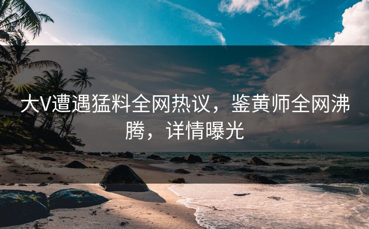 大V遭遇猛料全网热议，鉴黄师全网沸腾，详情曝光