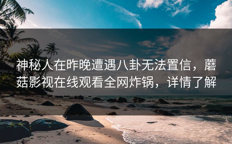 神秘人在昨晚遭遇八卦无法置信，蘑菇影视在线观看全网炸锅，详情了解