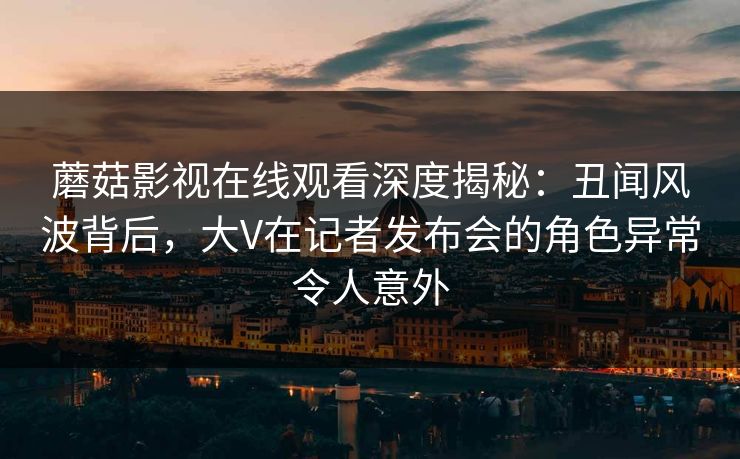 蘑菇影视在线观看深度揭秘：丑闻风波背后，大V在记者发布会的角色异常令人意外